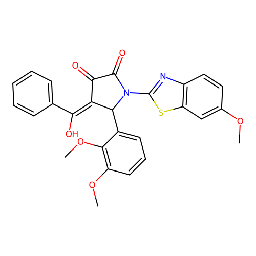 (4E)-5-(2,3-dimethoxyphenyl)-4-[hydroxy(phenyl)methylidene]-1-(6-methoxy-1,3-benzothiazol-2-yl)pyrrolidine-2,3-dione structure