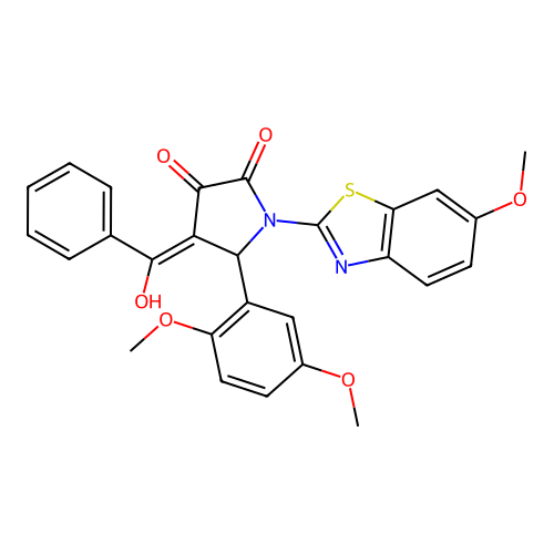 (4E)-5-(2,5-dimethoxyphenyl)-4-[hydroxy(phenyl)methylidene]-1-(6-methoxy-1,3-benzothiazol-2-yl)pyrrolidine-2,3-dione structure