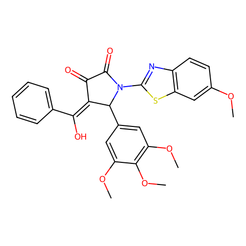 (4E)-4-[hydroxy(phenyl)methylidene]-1-(6-methoxy-1,3-benzothiazol-2-yl)-5-(3,4,5-trimethoxyphenyl)pyrrolidine-2,3-dione structure