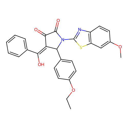 (4E)-5-(4-ethoxyphenyl)-4-[hydroxy(phenyl)methylidene]-1-(6-methoxy-1,3-benzothiazol-2-yl)pyrrolidine-2,3-dione structure