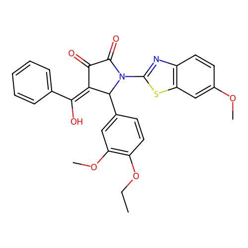 (4E)-5-(4-ethoxy-3-methoxyphenyl)-4-[hydroxy(phenyl)methylidene]-1-(6-methoxy-1,3-benzothiazol-2-yl)pyrrolidine-2,3-dione structure
