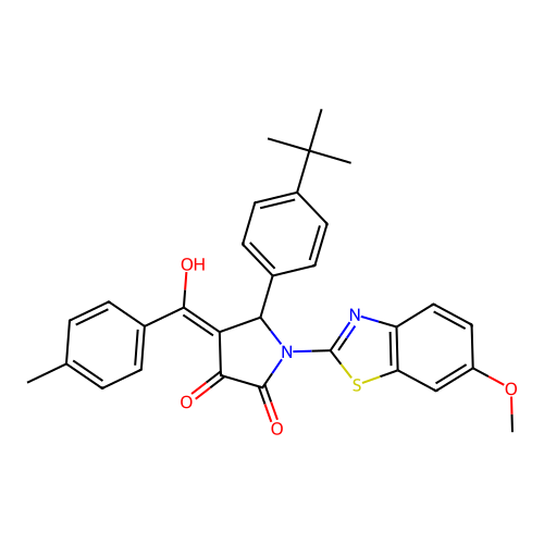 (4E)-5-(4-tert-butylphenyl)-4-[hydroxy(4-methylphenyl)methylidene]-1-(6-methoxy-1,3-benzothiazol-2-yl)pyrrolidine-2,3-dione structure