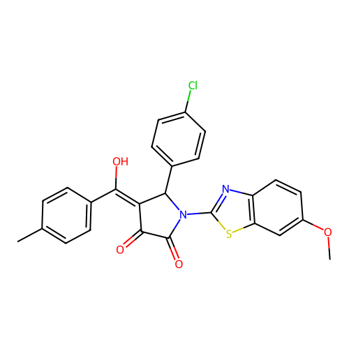 (4E)-5-(4-chlorophenyl)-4-[hydroxy(4-methylphenyl)methylidene]-1-(6-methoxy-1,3-benzothiazol-2-yl)pyrrolidine-2,3-dione structure