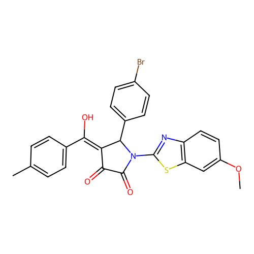 (4E)-5-(4-bromophenyl)-4-[hydroxy(4-methylphenyl)methylidene]-1-(6-methoxy-1,3-benzothiazol-2-yl)pyrrolidine-2,3-dione structure