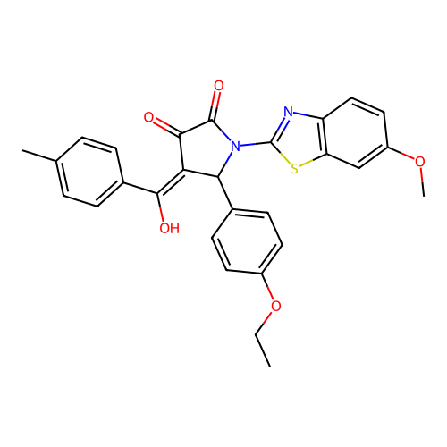 (4E)-5-(4-ethoxyphenyl)-4-[hydroxy(4-methylphenyl)methylidene]-1-(6-methoxy-1,3-benzothiazol-2-yl)pyrrolidine-2,3-dione structure