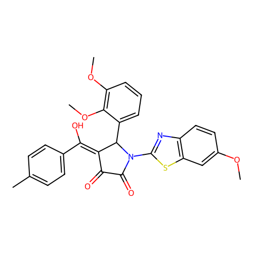 (4E)-5-(2,3-dimethoxyphenyl)-4-[hydroxy(4-methylphenyl)methylidene]-1-(6-methoxy-1,3-benzothiazol-2-yl)pyrrolidine-2,3-dione structure