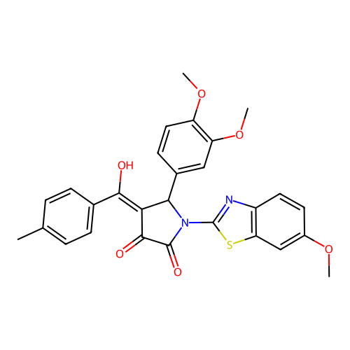 (4E)-5-(3,4-dimethoxyphenyl)-4-[hydroxy(4-methylphenyl)methylidene]-1-(6-methoxy-1,3-benzothiazol-2-yl)pyrrolidine-2,3-dione structure