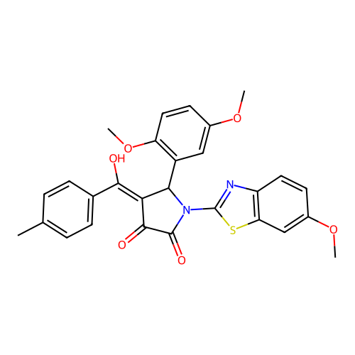 (4E)-5-(2,5-dimethoxyphenyl)-4-[hydroxy(4-methylphenyl)methylidene]-1-(6-methoxy-1,3-benzothiazol-2-yl)pyrrolidine-2,3-dione structure