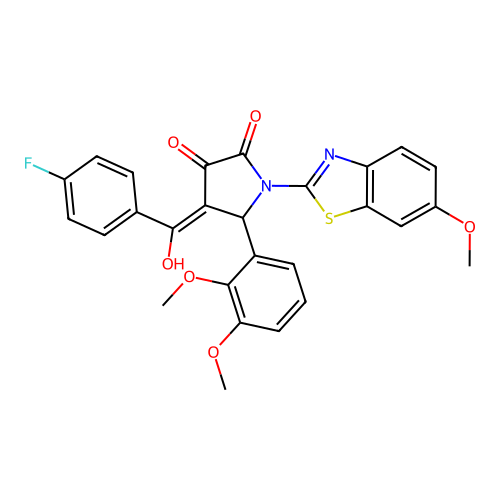 (4E)-5-(2,3-dimethoxyphenyl)-4-[(4-fluorophenyl)(hydroxy)methylidene]-1-(6-methoxy-1,3-benzothiazol-2-yl)pyrrolidine-2,3-dione structure