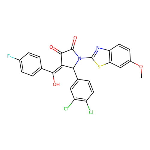 (4E)-5-(3,4-dichlorophenyl)-4-[(4-fluorophenyl)(hydroxy)methylidene]-1-(6-methoxy-1,3-benzothiazol-2-yl)pyrrolidine-2,3-dione structure