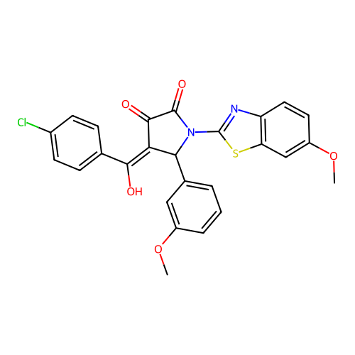 (4E)-4-[(4-chlorophenyl)(hydroxy)methylidene]-1-(6-methoxy-1,3-benzothiazol-2-yl)-5-(3-methoxyphenyl)pyrrolidine-2,3-dione structure