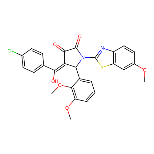(4E)-4-[(4-chlorophenyl)(hydroxy)methylidene]-5-(2,3-dimethoxyphenyl)-1-(6-methoxy-1,3-benzothiazol-2-yl)pyrrolidine-2,3-dione structure