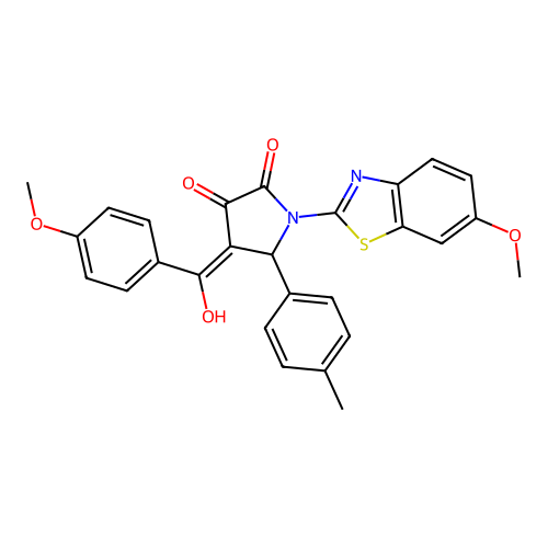 (4E)-4-[hydroxy(4-methoxyphenyl)methylidene]-1-(6-methoxy-1,3-benzothiazol-2-yl)-5-(4-methylphenyl)pyrrolidine-2,3-dione structure