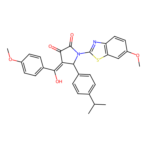 (4E)-4-[hydroxy(4-methoxyphenyl)methylidene]-1-(6-methoxy-1,3-benzothiazol-2-yl)-5-[4-(propan-2-yl)phenyl]pyrrolidine-2,3-dione structure
