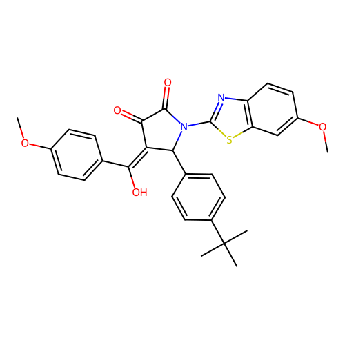 (4E)-5-(4-tert-butylphenyl)-4-[hydroxy(4-methoxyphenyl)methylidene]-1-(6-methoxy-1,3-benzothiazol-2-yl)pyrrolidine-2,3-dione structure