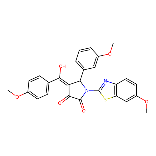 (4E)-4-[hydroxy(4-methoxyphenyl)methylidene]-1-(6-methoxy-1,3-benzothiazol-2-yl)-5-(3-methoxyphenyl)pyrrolidine-2,3-dione structure