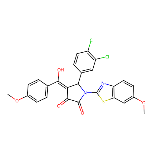 (4E)-5-(3,4-dichlorophenyl)-4-[hydroxy(4-methoxyphenyl)methylidene]-1-(6-methoxy-1,3-benzothiazol-2-yl)pyrrolidine-2,3-dione structure