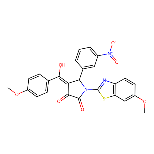 (4E)-4-[hydroxy(4-methoxyphenyl)methylidene]-1-(6-methoxy-1,3-benzothiazol-2-yl)-5-(3-nitrophenyl)pyrrolidine-2,3-dione structure