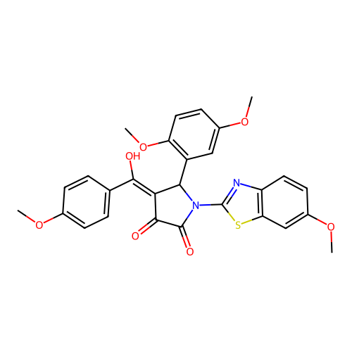 (4E)-5-(2,5-dimethoxyphenyl)-4-[hydroxy(4-methoxyphenyl)methylidene]-1-(6-methoxy-1,3-benzothiazol-2-yl)pyrrolidine-2,3-dione structure