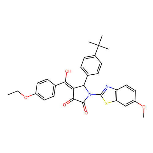 (4E)-5-(4-tert-butylphenyl)-4-[(4-ethoxyphenyl)(hydroxy)methylidene]-1-(6-methoxy-1,3-benzothiazol-2-yl)pyrrolidine-2,3-dione structure
