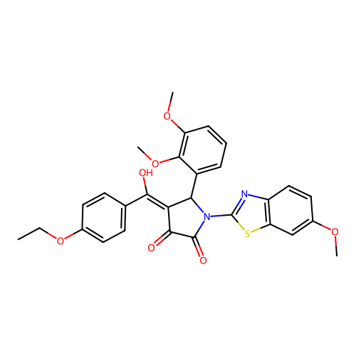 (4E)-5-(2,3-dimethoxyphenyl)-4-[(4-ethoxyphenyl)(hydroxy)methylidene]-1-(6-methoxy-1,3-benzothiazol-2-yl)pyrrolidine-2,3-dione structure