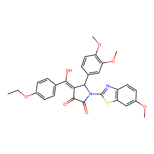 (4E)-5-(3,4-dimethoxyphenyl)-4-[(4-ethoxyphenyl)(hydroxy)methylidene]-1-(6-methoxy-1,3-benzothiazol-2-yl)pyrrolidine-2,3-dione structure