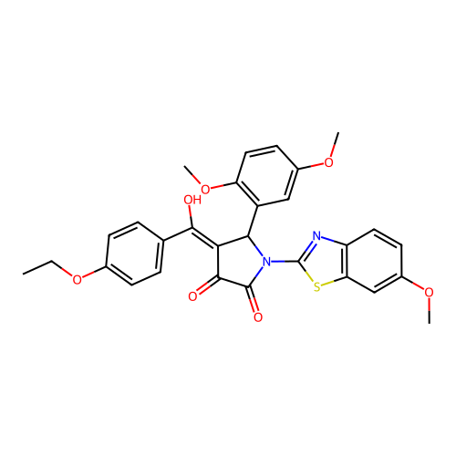 (4E)-5-(2,5-dimethoxyphenyl)-4-[(4-ethoxyphenyl)(hydroxy)methylidene]-1-(6-methoxy-1,3-benzothiazol-2-yl)pyrrolidine-2,3-dione structure