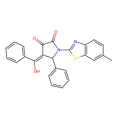 (4E)-4-[hydroxy(phenyl)methylidene]-1-(6-methyl-1,3-benzothiazol-2-yl)-5-phenylpyrrolidine-2,3-dione structure