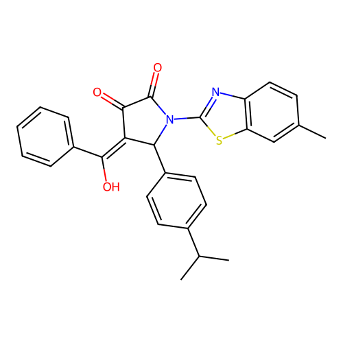 (4E)-4-[hydroxy(phenyl)methylidene]-1-(6-methyl-1,3-benzothiazol-2-yl)-5-(4-propan-2-ylphenyl)pyrrolidine-2,3-dione structure