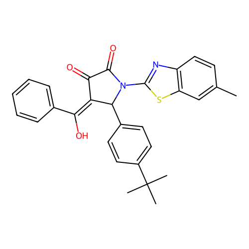 (4E)-5-(4-tert-butylphenyl)-4-[hydroxy(phenyl)methylidene]-1-(6-methyl-1,3-benzothiazol-2-yl)pyrrolidine-2,3-dione structure