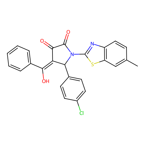(4E)-5-(4-chlorophenyl)-4-[hydroxy(phenyl)methylidene]-1-(6-methyl-1,3-benzothiazol-2-yl)pyrrolidine-2,3-dione structure