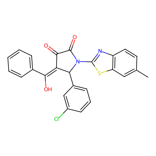 (4E)-5-(3-chlorophenyl)-4-[hydroxy(phenyl)methylidene]-1-(6-methyl-1,3-benzothiazol-2-yl)pyrrolidine-2,3-dione structure