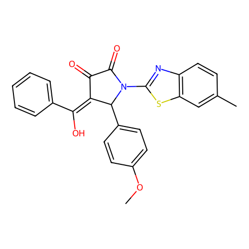 (4E)-4-[hydroxy(phenyl)methylidene]-5-(4-methoxyphenyl)-1-(6-methyl-1,3-benzothiazol-2-yl)pyrrolidine-2,3-dione structure