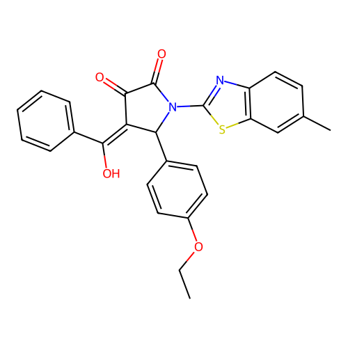 (4E)-5-(4-ethoxyphenyl)-4-[hydroxy(phenyl)methylidene]-1-(6-methyl-1,3-benzothiazol-2-yl)pyrrolidine-2,3-dione structure