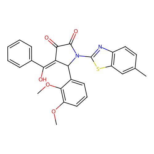 (4E)-5-(2,3-dimethoxyphenyl)-4-[hydroxy(phenyl)methylidene]-1-(6-methyl-1,3-benzothiazol-2-yl)pyrrolidine-2,3-dione structure