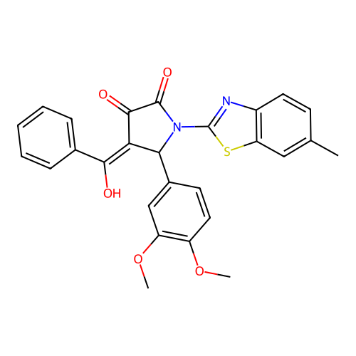 (4E)-5-(3,4-dimethoxyphenyl)-4-[hydroxy(phenyl)methylidene]-1-(6-methyl-1,3-benzothiazol-2-yl)pyrrolidine-2,3-dione structure