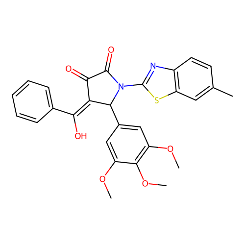 (4E)-4-[hydroxy(phenyl)methylidene]-1-(6-methyl-1,3-benzothiazol-2-yl)-5-(3,4,5-trimethoxyphenyl)pyrrolidine-2,3-dione structure