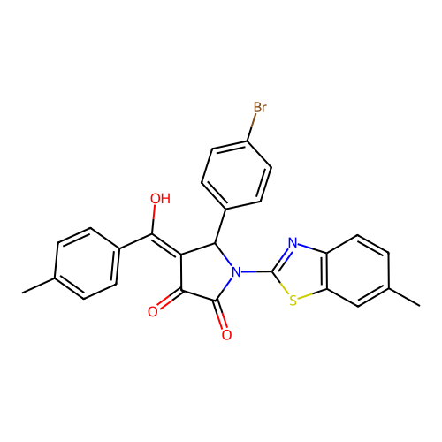 (4E)-5-(4-bromophenyl)-4-[hydroxy(4-methylphenyl)methylidene]-1-(6-methyl-1,3-benzothiazol-2-yl)pyrrolidine-2,3-dione structure