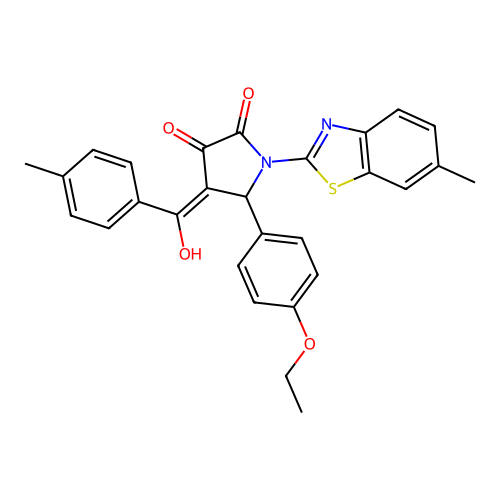 (4E)-5-(4-ethoxyphenyl)-4-[hydroxy(4-methylphenyl)methylidene]-1-(6-methyl-1,3-benzothiazol-2-yl)pyrrolidine-2,3-dione structure