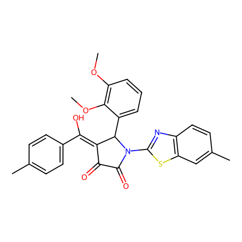 (4E)-5-(2,3-dimethoxyphenyl)-4-[hydroxy(4-methylphenyl)methylidene]-1-(6-methyl-1,3-benzothiazol-2-yl)pyrrolidine-2,3-dione structure