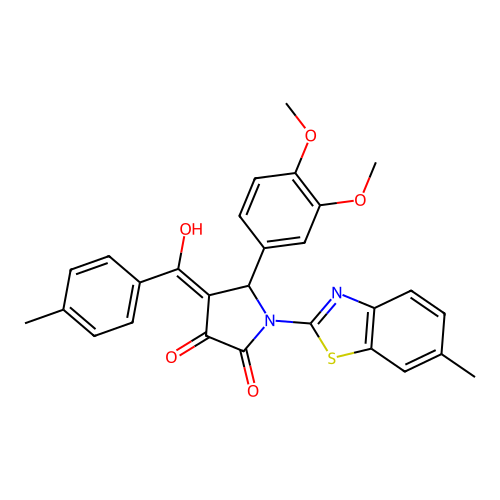 5-(3,4-dimethoxyphenyl)-3-hydroxy-1-(6-methylbenzo[d]thiazol-2-yl)-4-(4-methylbenzoyl)-1H-pyrrol-2(5H)-one structure