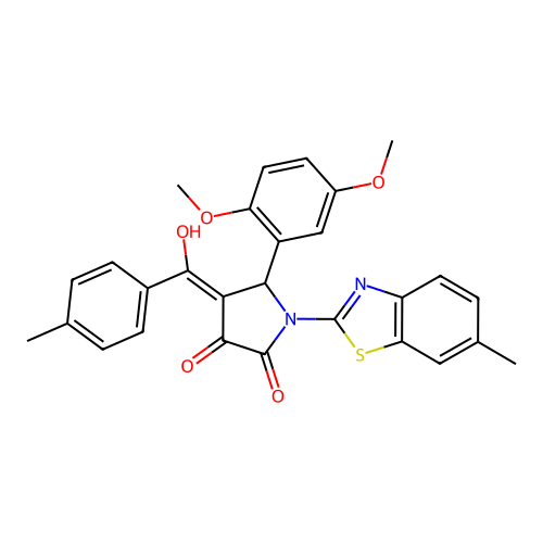 (4E)-5-(2,5-dimethoxyphenyl)-4-[hydroxy(4-methylphenyl)methylidene]-1-(6-methyl-1,3-benzothiazol-2-yl)pyrrolidine-2,3-dione structure