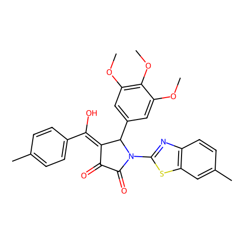 (4E)-4-[hydroxy(4-methylphenyl)methylidene]-1-(6-methyl-1,3-benzothiazol-2-yl)-5-(3,4,5-trimethoxyphenyl)pyrrolidine-2,3-dione structure