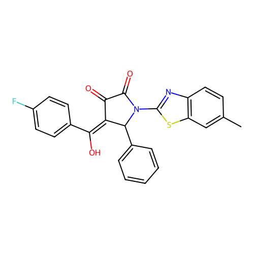 (4E)-4-[(4-fluorophenyl)(hydroxy)methylidene]-1-(6-methyl-1,3-benzothiazol-2-yl)-5-phenylpyrrolidine-2,3-dione structure