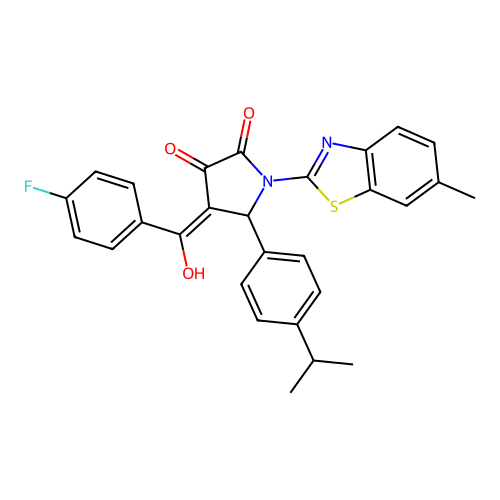 (4E)-4-[(4-fluorophenyl)(hydroxy)methylidene]-1-(6-methyl-1,3-benzothiazol-2-yl)-5-[4-(propan-2-yl)phenyl]pyrrolidine-2,3-dione structure
