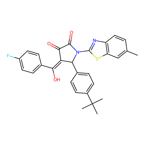 (4E)-5-(4-tert-butylphenyl)-4-[(4-fluorophenyl)(hydroxy)methylidene]-1-(6-methyl-1,3-benzothiazol-2-yl)pyrrolidine-2,3-dione structure