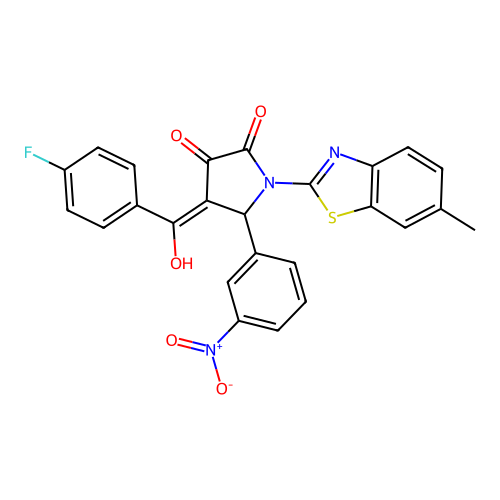 (4E)-4-[(4-fluorophenyl)(hydroxy)methylidene]-1-(6-methyl-1,3-benzothiazol-2-yl)-5-(3-nitrophenyl)pyrrolidine-2,3-dione structure