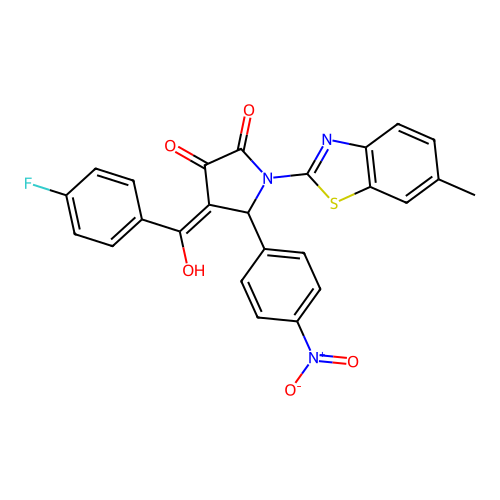 (4E)-4-[(4-fluorophenyl)(hydroxy)methylidene]-1-(6-methyl-1,3-benzothiazol-2-yl)-5-(4-nitrophenyl)pyrrolidine-2,3-dione structure