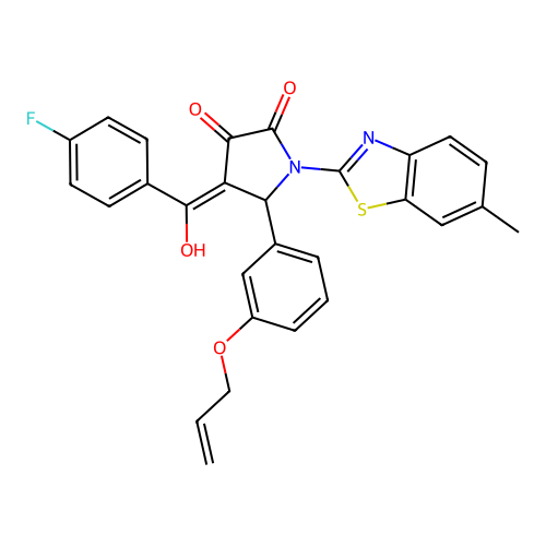 (4E)-4-[(4-fluorophenyl)(hydroxy)methylidene]-1-(6-methyl-1,3-benzothiazol-2-yl)-5-[3-(prop-2-en-1-yloxy)phenyl]pyrrolidine-2,3-dione structure