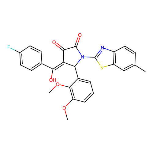 (4E)-5-(2,3-dimethoxyphenyl)-4-[(4-fluorophenyl)(hydroxy)methylidene]-1-(6-methyl-1,3-benzothiazol-2-yl)pyrrolidine-2,3-dione structure